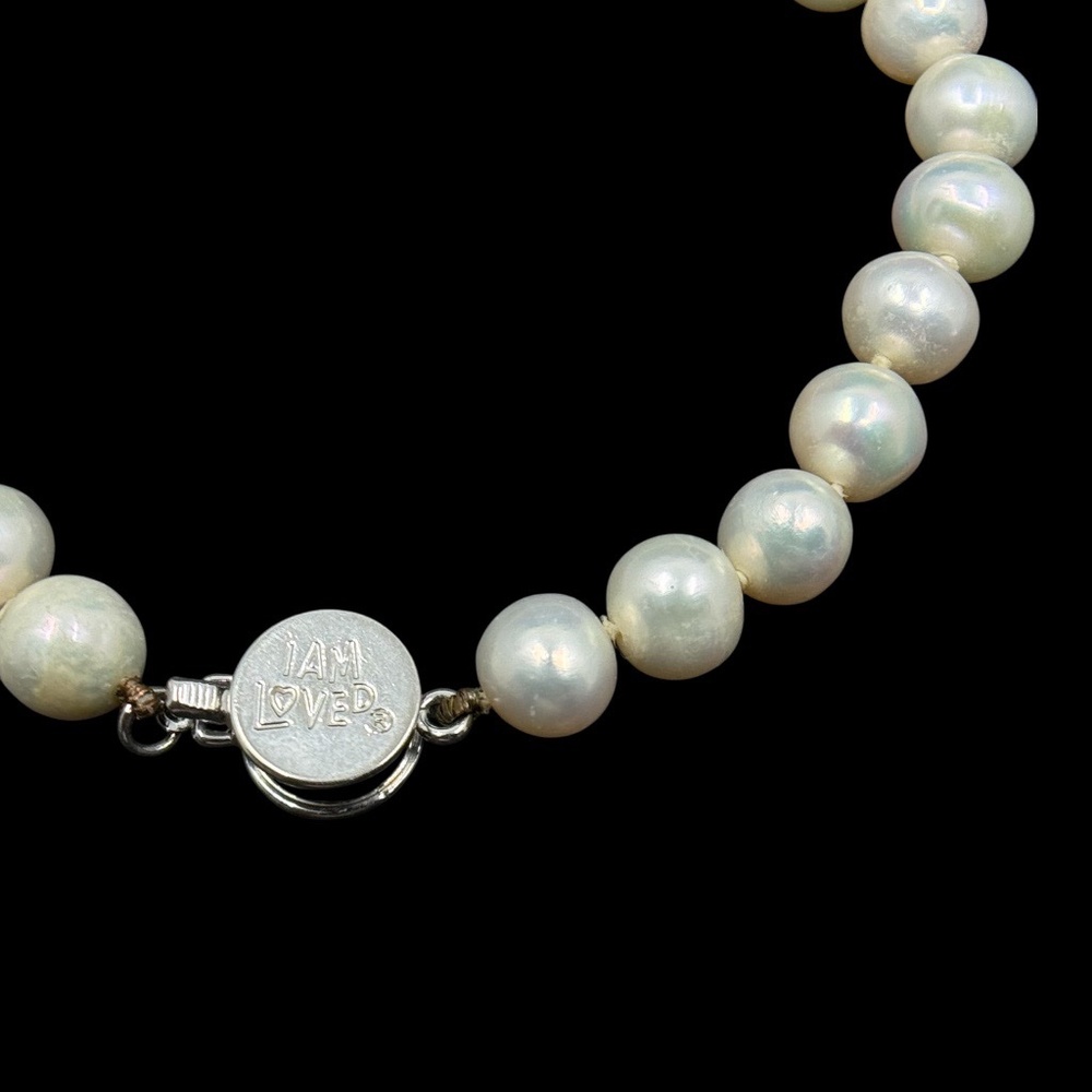 I am loved silver tone freshwater pearl bracelet - Picture 3 of 3